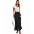thumbnail image 3 of Black Chiffon Maxi Skirt High Elastic Waist A-Line Flowy Skirt, 3 of 6
