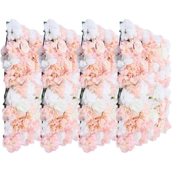 FETCOI Artificial Flower Wall Panels, Square Wedding Fake Flower Wall Mat Silk Rose Hydrangea Floral Flower Panels for Photo Party Venue Wall Stage Backdrop Decoration