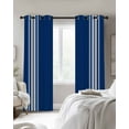 thumbnail image 3 of Blue Striped Blackout Curtains 84 Inches Long for Bedroom, Farmhouse Blue White Stripes Thermal Insulated Room Darkening Black Out Window Curtain Panels Grommet Drapes for Living Room, 3 of 8