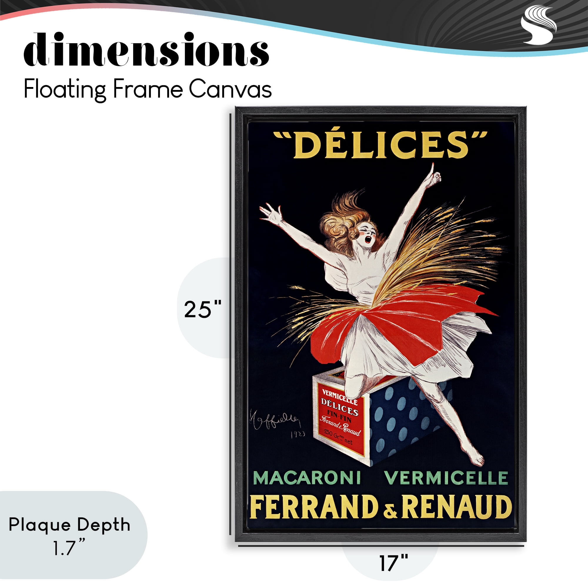 Stupell Industries Vintage Dancer Food Advertisement Black Framed Floater Canvas Wall Art, design by Leonetto Cappiello