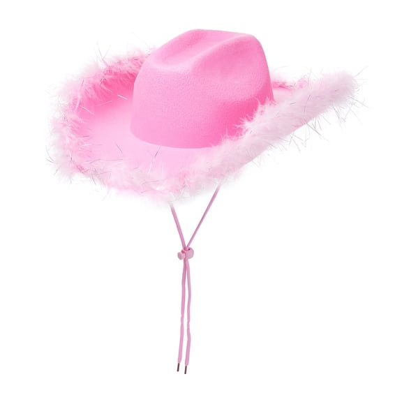 Zhuge Wide Brim Felt Cowboy Hat, Western Cowgirl Style for Cosplay, Fancy Dress & Dress-Up Parties, Pink