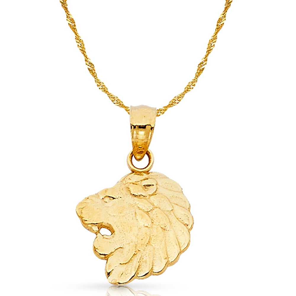 Ioka-14K Yellow Gold Lion Charm Pendant 