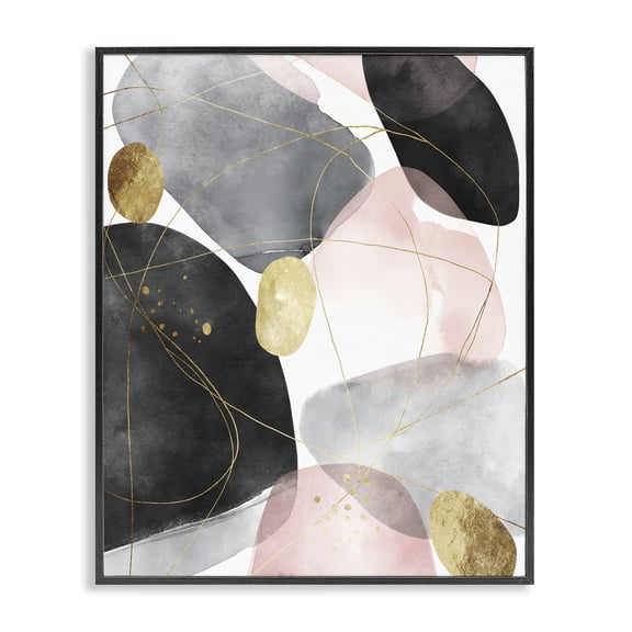 Stupell Industries Gilded Echoes Shapes Black Framed Giclee Art, design by Svetlana Aleynikova