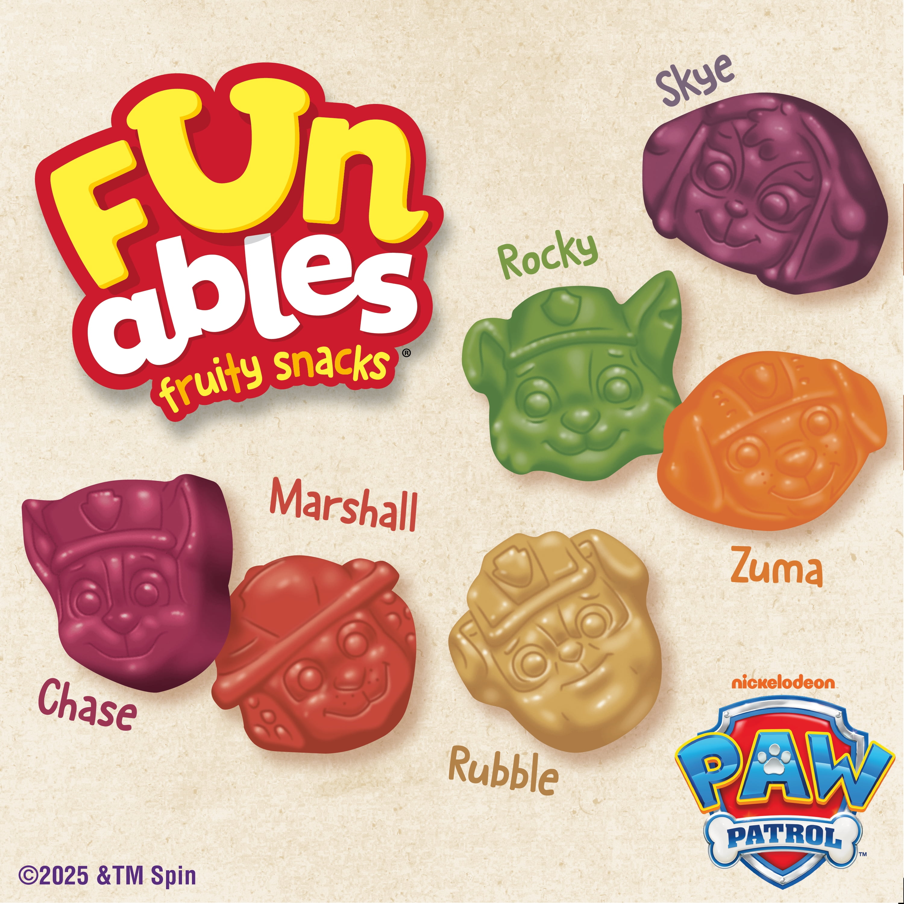 Funables Fruity Snacks, PAW Patrol, Assorted Fruit, Flavored Snacks, 0.8 oz 10 Count