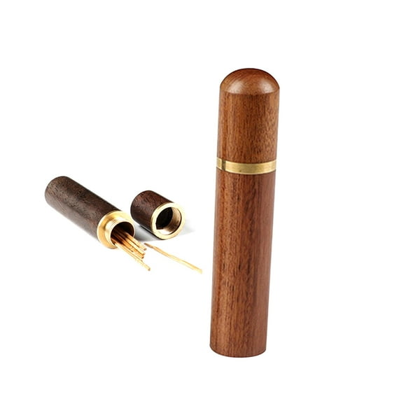 Estuche de palillos de de madera Contenedor de almacenamiento Palillo de Caja de palillos de Caja de palillos de Marrón perfecl Dispensador de palillos de dientes