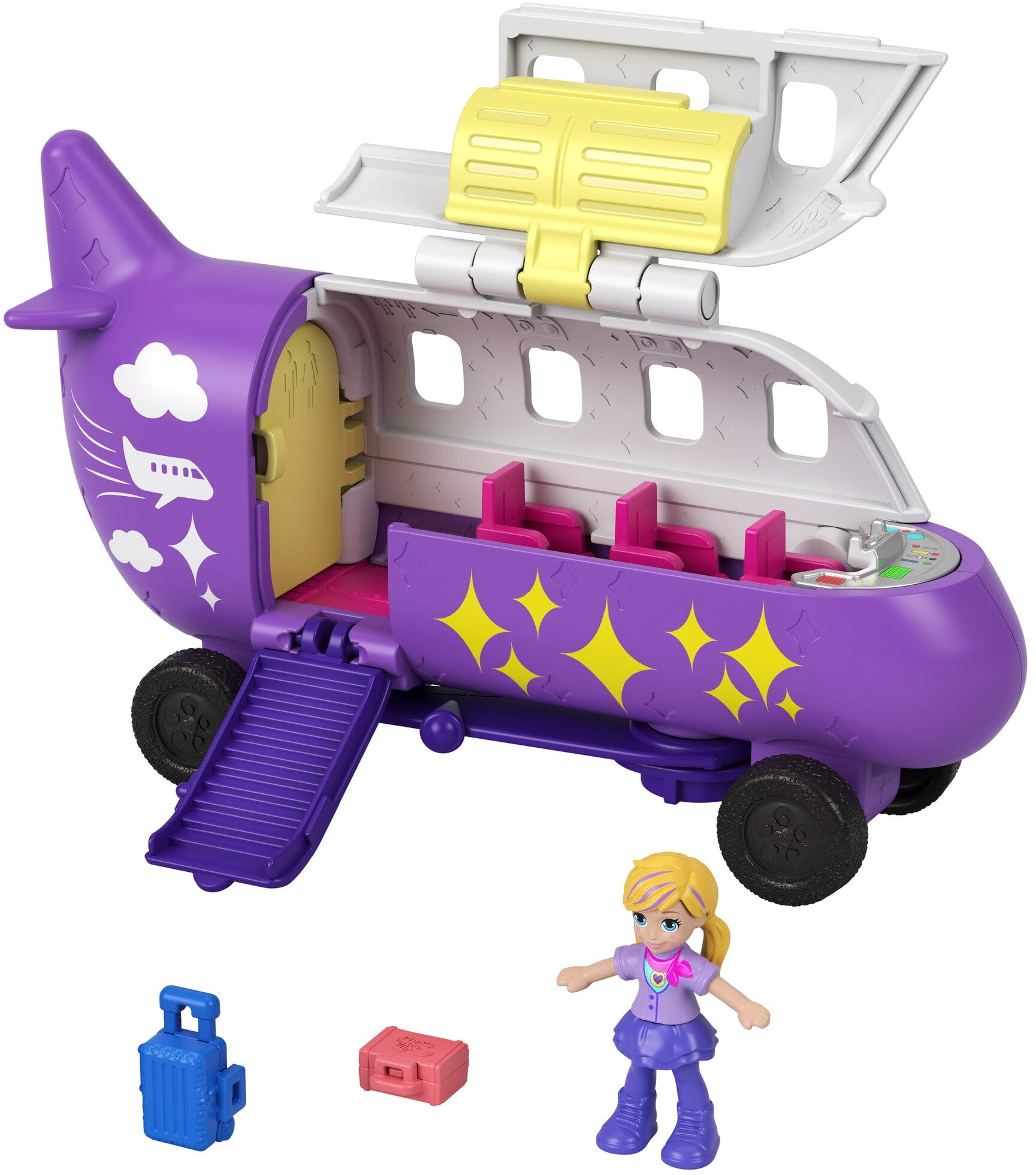 Lila Doll & More, Polly Pocket GGC41 Pollyville Party Limo with Play Areas 