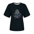 thumbnail image 4 of Tops Cortos para las Mujeres Cuello en V Impreso Manga Corta Top Casual, Camiseta de Baile sin Mangas para las Mujeres, 4 of 4