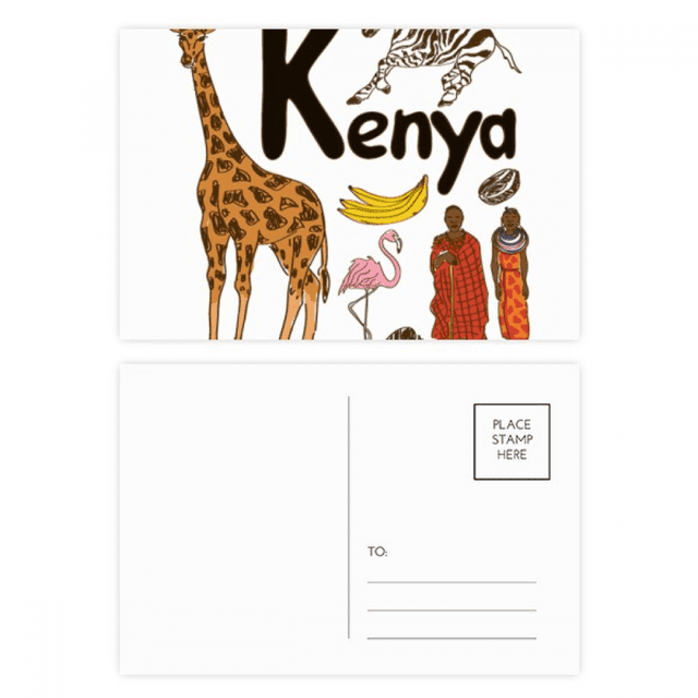 Símbolo nacional de Kenya el patron de referencia Set cumpleaños gracias tarjeta postal correo lado 20pcs
