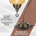 thumbnail image 7 of DEMMEX Authentic Turkish Lamp, Made in Turkey, Turkish Moroccan Mosaic Table Bedside Lamp, 100% Handcrafted, Antique Brass Color Metal Body and Decorated Metal Base, Gooseneck, 15" (Gold), 7 of 7