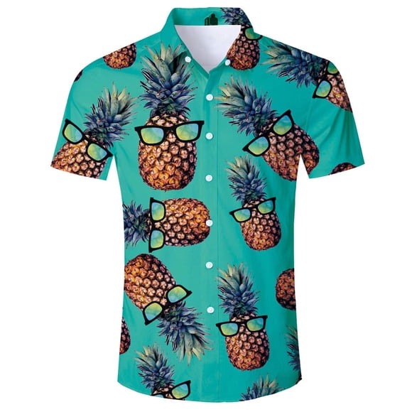 Camisa ALISISTER de Hombre con Estampado de Piñas y Gafas de Sol Hawaiana
