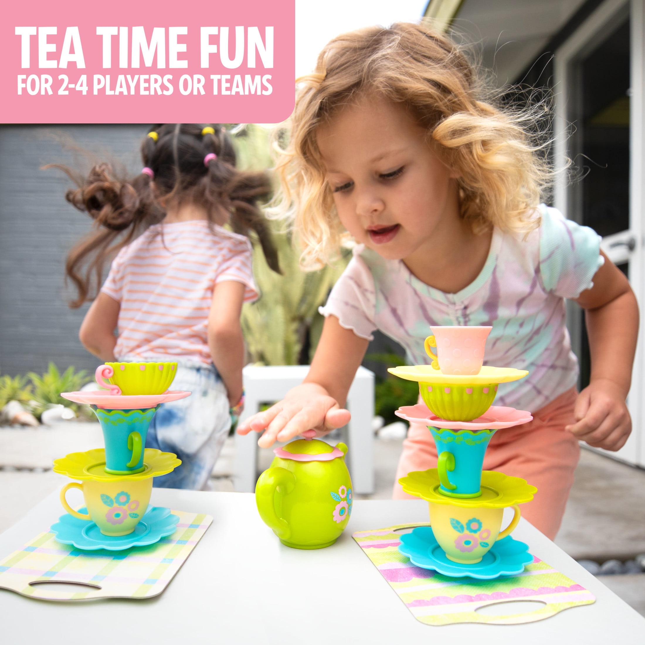 Educational Insights Teacup Pile-Up! Relay Race Preschool Game for 2-4 Players, Ages 4+