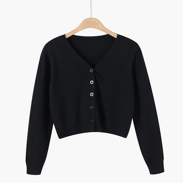 Cardigan à Col en V pour Femmes, Veste Grande Taille, Chandail Tricoté Uni