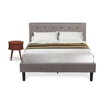 East West Furniture NL14F-1GO11 2 Pc Bedroom Set - 1 Wood Bed Brown Taupe Velvet Fabric Headboard and 1 Nightstand Bedroom - Black Finish Nightstand