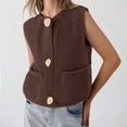 thumbnail image 2 of GPOECD Gilet Mode pour Femme en Crochet à Lacets avec Design Ajouré Café,S, 2 of 5
