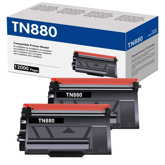 TN-880 TN880 Super High Yield Toner Cartridge 2-Pack Compatible for Brother TN880 TN 880 for Brother HL-L6200DW L6200DWT L6400DW MFC-L6700DW Printer