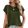 thumbnail image 2 of Odbmxy Tunic Women's Blouse Short Sleeve Summer Womens T Shirt Dressy Plain Green Loose Fancy Casual Tops, 2 of 7