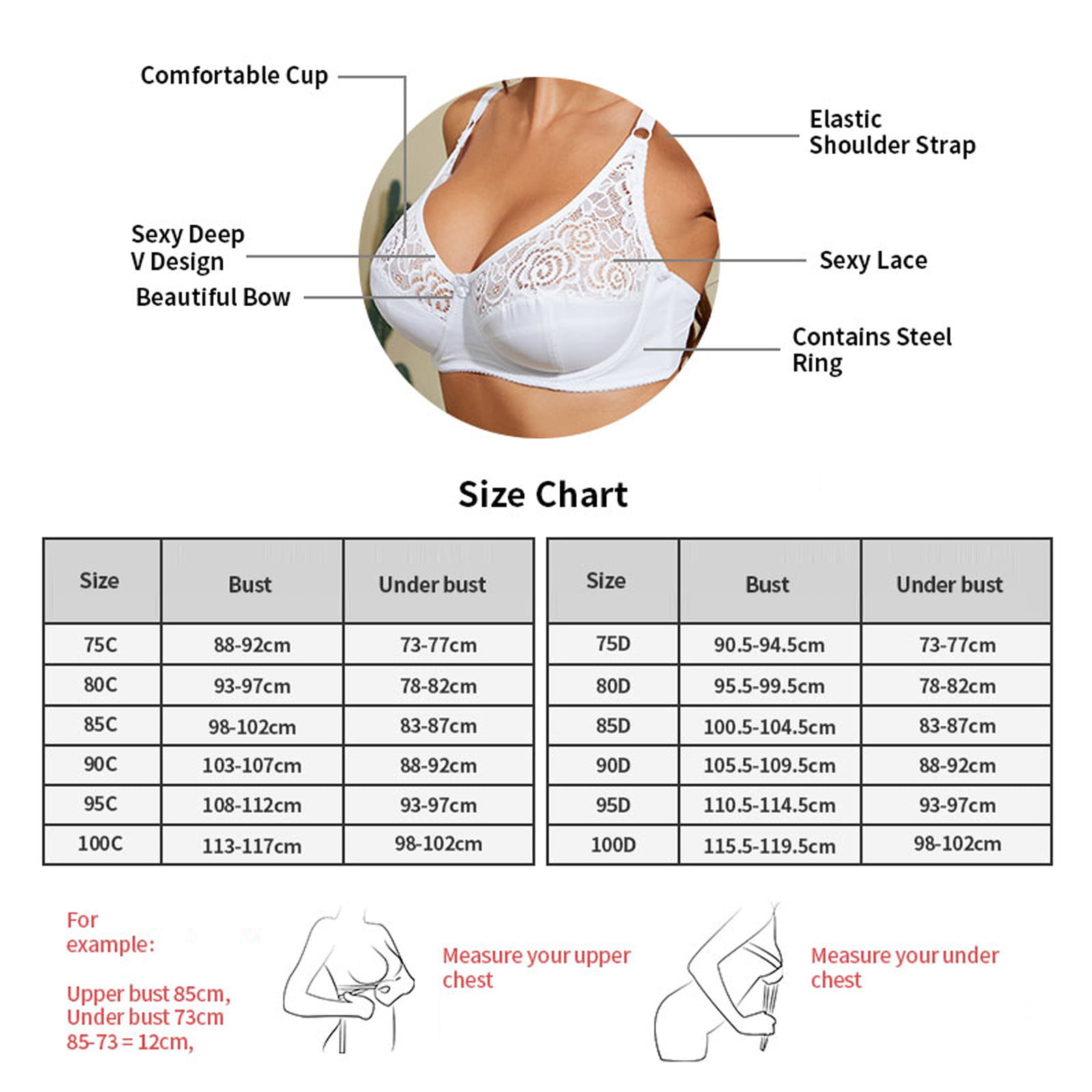 MRULIC bras for women Low Cut Bra For Womens Unlined Plus Size Bra Full  Bust Sheer Bra Lace Bra Push Up Brassiere Bra Thin Cup Bra + 36D 