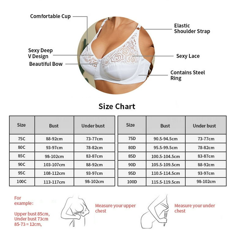 MRULIC bras for women Low Cut Bra For Womens Unlined Plus Size Bra Full Bust  Sheer Bra Lace Bra Push Up Brassiere Bra Thin Cup Bra + 40D 