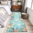 thumbnail image 4 of Runner Rug 2'x6', Coastal Washable Non-Slip Hallway Runner Rugs, Summer Nautical Beach Coral Starfish Blue Ombre Bedside Rugs Floor Mats Carpet Runners for Kitchen Bathroom Laundry Room, 4 of 8
