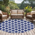 thumbnail image 4 of Retro Rhombus Round Area Rug 8Ft Washable Large Circle Rugs for Living Room Dorm, Morocco Abstract Geometric Art Navy Blue Non-Slip Carpet Floor Mats Indoor Outdoor Carpet Runner Aesthetic Home Decor, 4 of 8