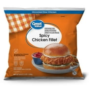 Great Value Ready to Cook Breaded Spicy Boneless Skinless Breast, 16g Protein, Frozen, 3 lb