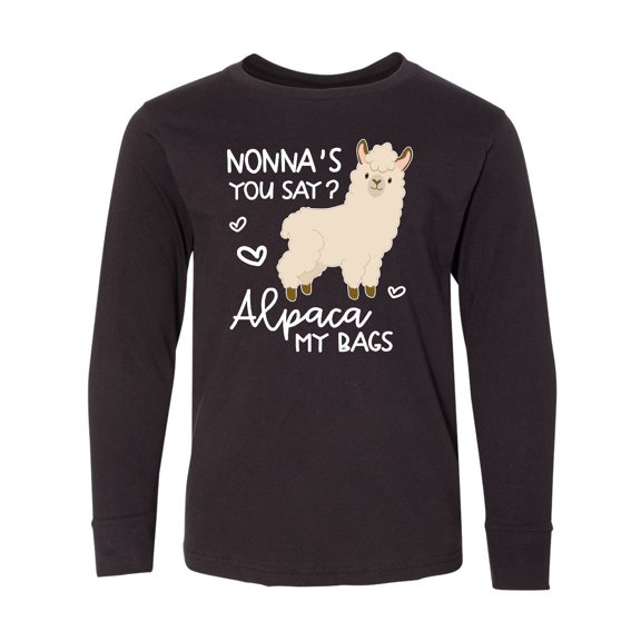 Inktastic Nonna's You Say Alpaca My Bags Long Sleeve Youth T-Shirt