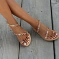 thumbnail image 6 of JeashCHAT Women's Colored Rhinestone Flat Sandals Clip Toe Ring Slip On Beadeed Rhinestone Crystal Jeweled Sandal Summer Beach Wedding Sandals, 6 of 9