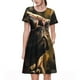 thumbnail image 1 of Fotbe Pug Wearing Sunglasses Flowers Vestido Largo de Moda para Mujer, Vestido Tipo Camiseta con Manga Corta y Estilo Casual a Rayas y Bloques de Color, 1 of 6