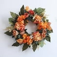 thumbnail image 6 of Fall Wreaths for Front Door - 20 Inch Autumn Wreath with Orange Hydrangea, Peony & Dahlia Flowers, Harvest Thanksgiving Decor for Indoor Outdoor Home, Large Seasonal Door Decorations, 6 of 9
