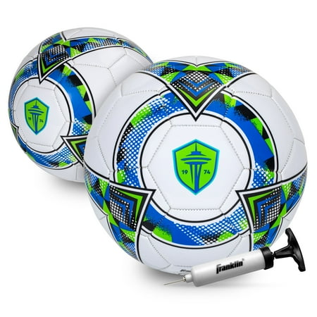 Franklin Sports MLS Seattle Sounders FC Soccer Ball - Official Size 5 Soccer Ball - Regulation Size + Weight Soccer Ball for Kids + Adults - Boys + Girls Soccer Ball - Air Pump Included