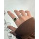 thumbnail image 3 of Anillo abierto estilo coreano de lujo con diseño de luz de nicho, color verde oliva brillante, plata esterlina S925 para mujer, 3 of 6