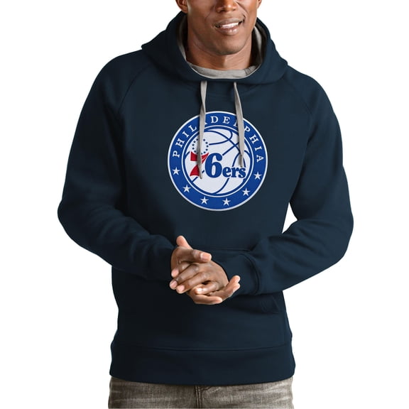 Men's Antigua Navy Philadelphia 76ers Team Logo Victory Pullover Hoodie
