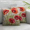 thumbnail image 3 of Jiayy  Poppies Pillow Cover Watercolor Poppy Flower Floral Stem Nature Orange Red Green Decorative Throw Pillow Cases Indoor Square Cushion Covers for Home Sofa Couch, 3 of 5