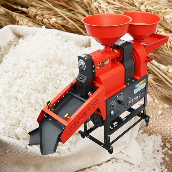 130-170KG/H Rice Milling Crushing Machine with Multi-layer Vibrating Screen Round Bucket Peel Grind Pulverize Farm Commercial 220V 2.2KW