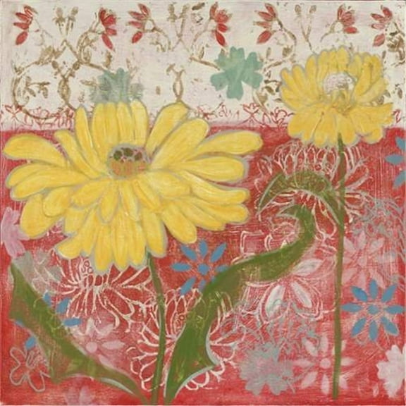 Yellow Flowers II Painting Print on Wrapped Canvas