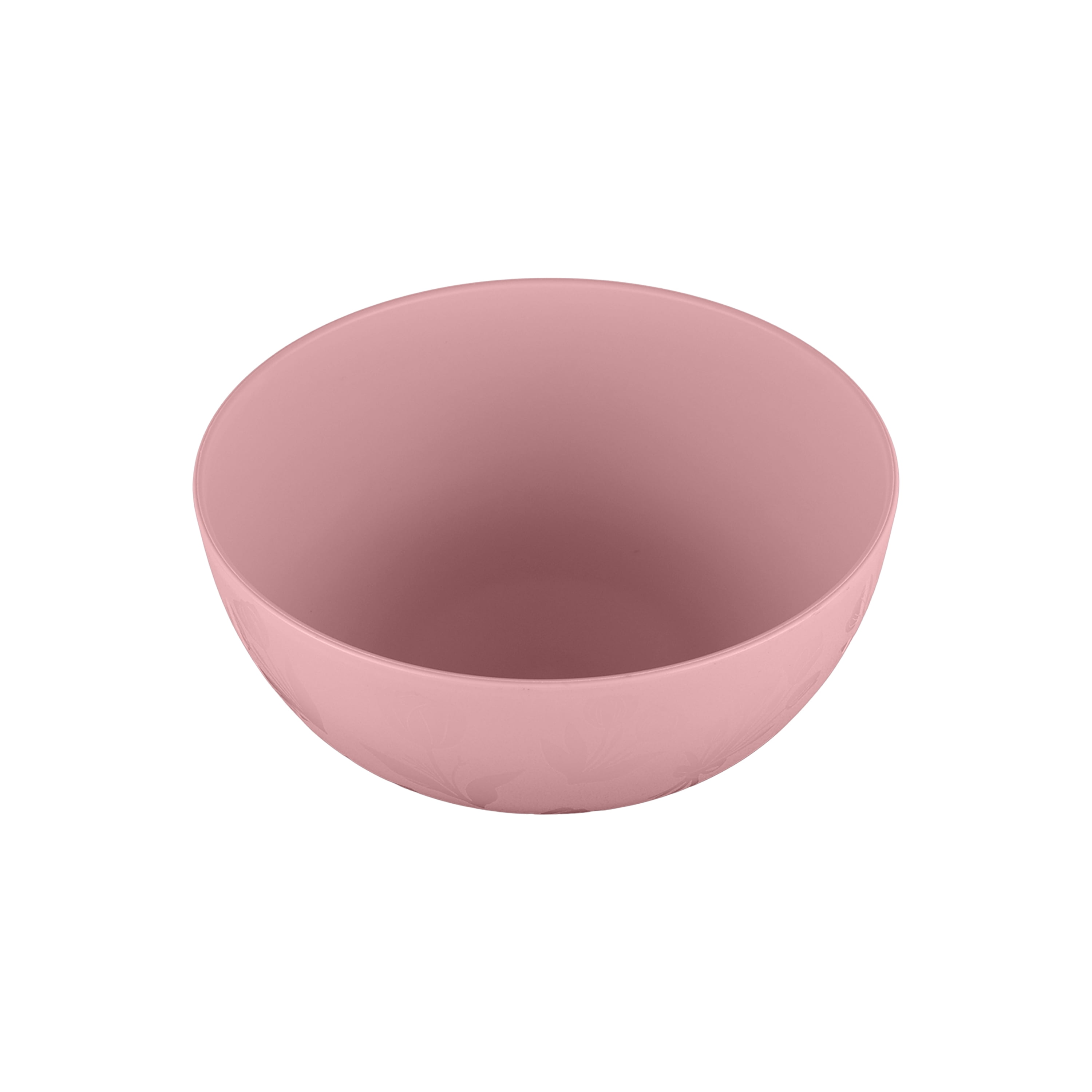 Mainstays 30-Piece Pink Etched Flower Plastic Dinnerware Set, Includes 10 Plates, 10 Bowls, 10 Tumblers