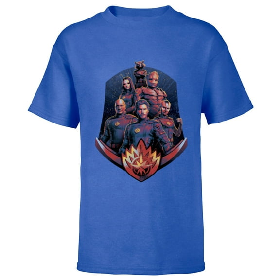 Marvel Guardians of the Galaxy Volume 3 Team with Badge - Short Sleeve T-Shirt for Kids - Customized-Royal