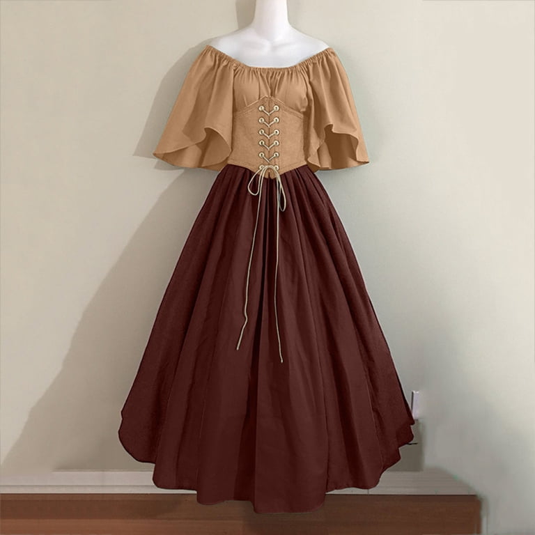 old fashioned corset dresses Vintage Style Cream Satin Corset Dress: Strapless Frilly Lace