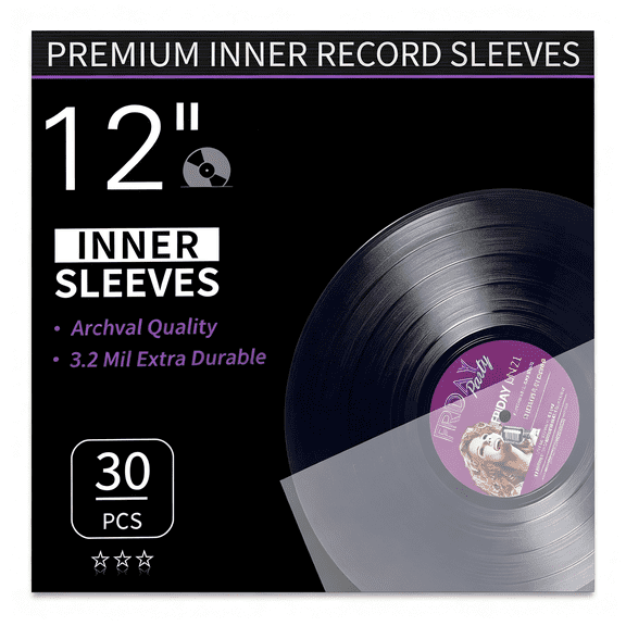 CCOCC Vinyl Record Inner Sleeves,30 Anti Static 12" Lp Vinyl Inner Sleeves,Premium Protective Plastic Vinyl Sleeves Albums Covers for 33 Rpm Record Protection Collection Storage Vinyl Lovers Gift