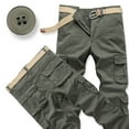thumbnail image 4 of Dpytoraw Men's Cotton Pocket Overalls Long Pants Thick Pants Loose Wear Solid Color Pants, 4 of 5