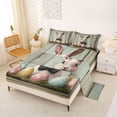 thumbnail image 2 of Erosebridal Bowknot Bunny Kids Full Size Sheets, Cute Easter Eggs Bed Sheets, 4pcs, 2 of 5