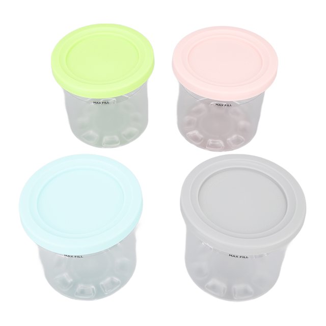 Ice Cream Pints Containers,4Pcs Plastic Ice Cream Ice Cream Containerfor Ninja Ice Cream Maker Can Modern Innovation