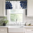 thumbnail image 4 of Navy Blue Gold Kitchen Valances for Windows, Abstract Line Art Troditional Ink Painting Bathroom Window Valances 42x18 Inch Rod Pocket Window Treatments Valance Curtains for Living Room Bedroom Decor, 4 of 9