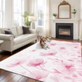 thumbnail image 3 of Area Rug 60×96in, Pink Flower Spring Watercolor Floral Floor Carpet Living Room Rug, Farm Plant on White Non-Slip Welcome Mat Indoor Rugs for Bedroom Dining Room, 3 of 9