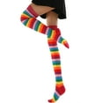 thumbnail image 5 of IWRICH Women's Colorful Striped Socks over the Knee Clown Striped Accessories Thigh High Stockings Red, 5 of 6