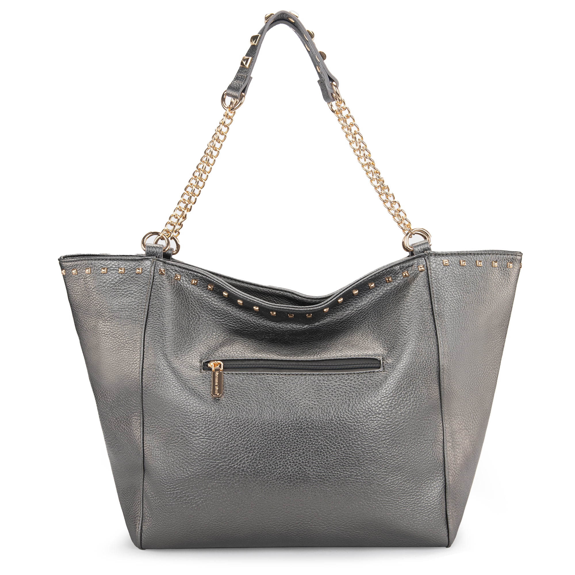 Montana West Large Tote Bag for Women Oversized Shoulder Purses with Chain Handbags, Pewter