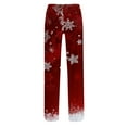 thumbnail image 5 of Women's Casual Fashion Christmas Printed Trousers Plush Casual Pants, Comfortable Home and Sleepwear Bottoms for Winter, Elastic Waist with Drawstring, Wine, M, 5 of 7