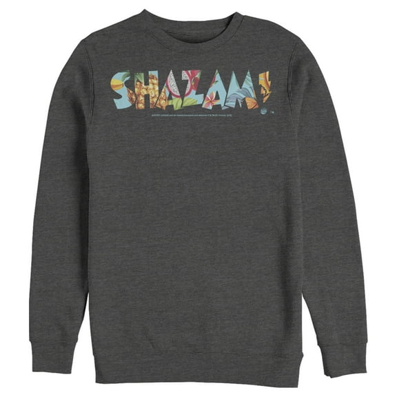 Men's Justice League Shazam Dragon Fruit Logo Sweatshirt Charcoal Heather 2X Large