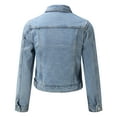 thumbnail image 7 of Baberdicy Denim Jacket Women Vintage Lapel Button Down Long Sleeve Pocket Distressed Crop Denim Shirt Jean Jacket Teen Girls Coat Denim Jacket Light Blue, 7 of 7