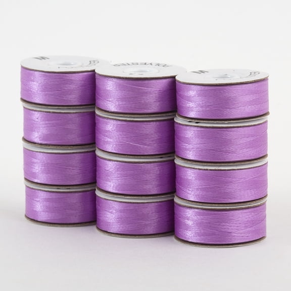 SuperBobs Polyester M-Style Bobbin 12 Pack Light Purple